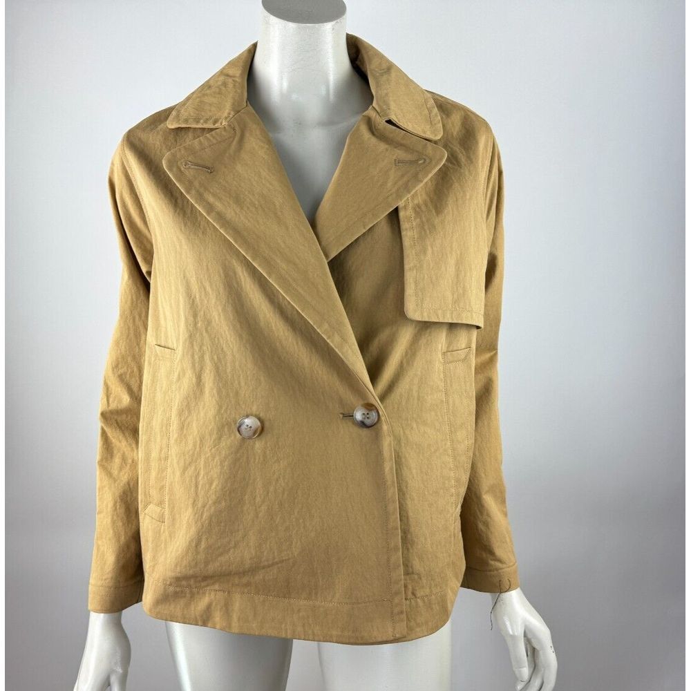 Madewell Double-Breasted Crop Trench Coat Women XS $178 Pockets Collared Cotton